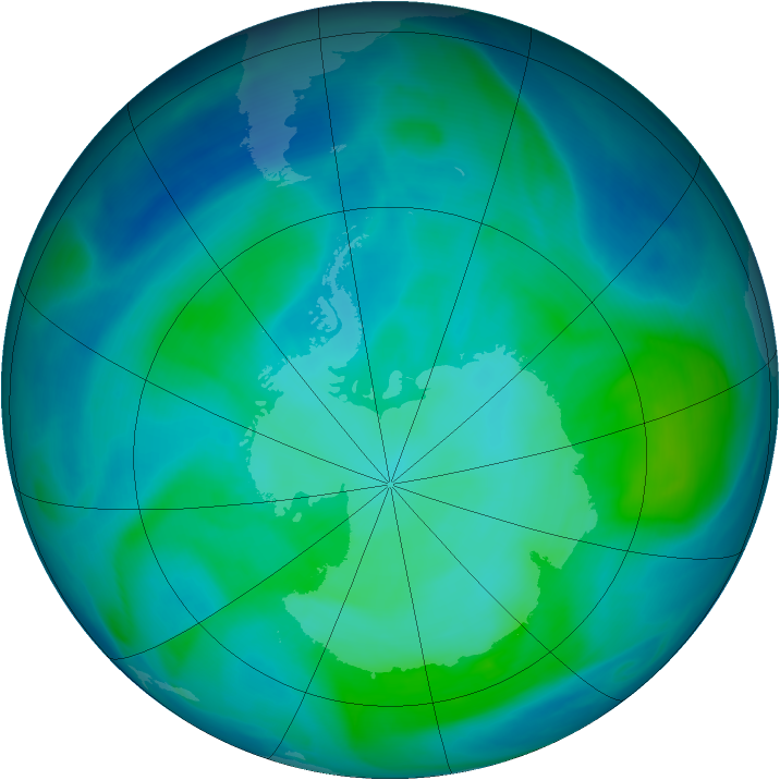Antarctic ozone map for 04 February 2008